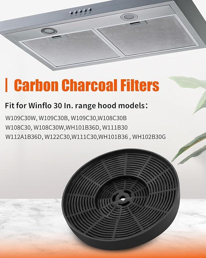 4PCS WRHF004S2 Carbon Charcoal Filter Fit for Winflo 30 Inch Range Hood Models W109C30W W109C30B W109C30 W108C30B W108C30 W108C30W
