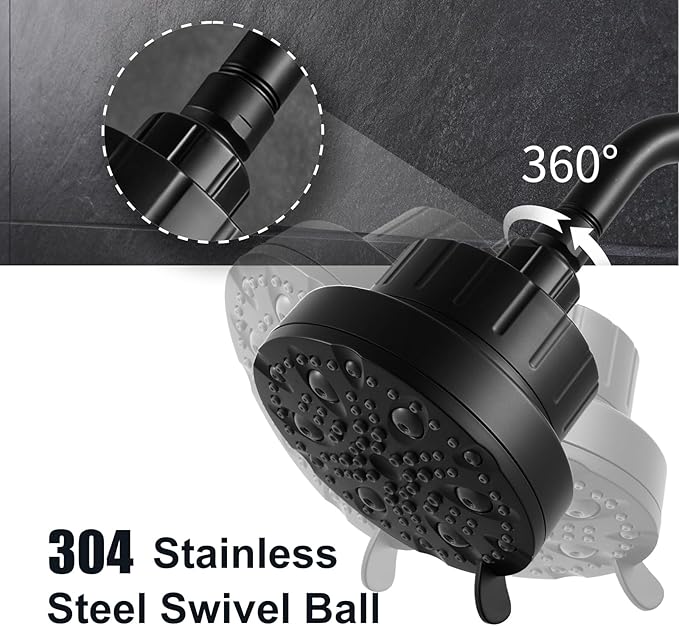 OFFO Filtered Shower Head, 20 Stage Shower Filter Head for Hard Water with Pause Mode, 9 Modes High Pressure Shower Head with Filter for Remove Chlorine and Harmful, Matte Black