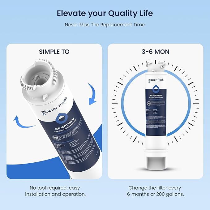 GLACIER FRESH GF-EPTWFU Water Filter Replacement, Compatible with EPTWFU01, EWF02, Pure Source Ultra II, Pure Source Ultra 2, 012505454226, 4562222, 807946701, 1 Pack