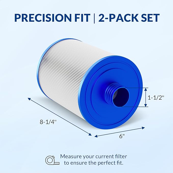 2-Pack PWW50P3, 6CH-940, FC-0359 Replacement Spa Filter, Compatible with Viking & Bullfrog Hot Tub Filter, 1.5" SAE Male Thread, Pro Series
