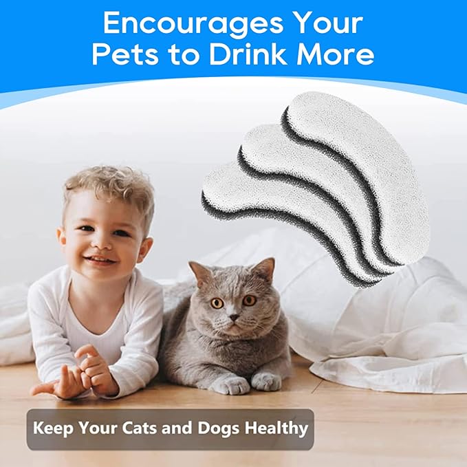 Cat Fountain Filter, 8 Pack Pet Fountain Filter Replacement for WF050 WF100 Pet Water Fountains