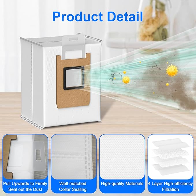 12 Pack E25 / E28 Dust Bags Compatible with Eufy Robot Vacuum Omni E25, Omni E28, Omni E20 and for Eufy Robot Vacuum C28, 3L Large Capacity, 4-Layer