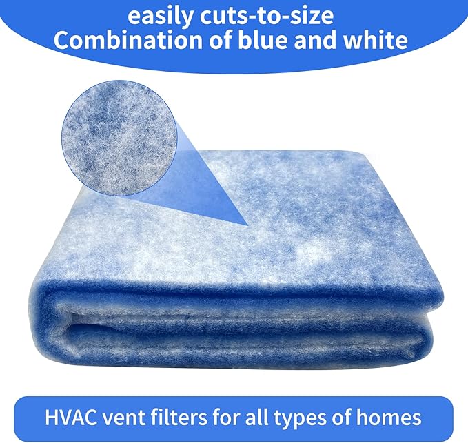 Custom Size Air Vent Filters,12''x90''x1'' Cut to Fit Air Filter Material with MERV 8 Rating & Adhesive Tape, for Home Floor, Grilles, Ceiling, HVAC Furnace Vents