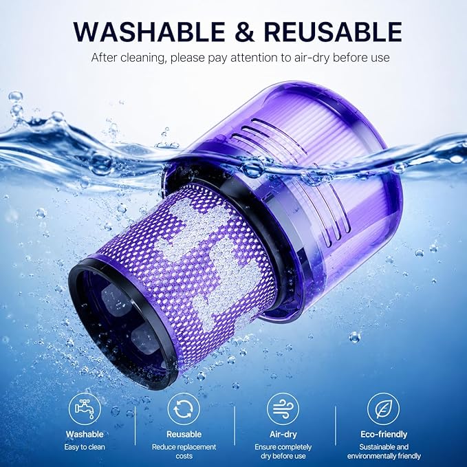 3 PACK Filter Replacements for Dyson V12 Detect Slim Cordless Vacuum and V12 Slim Vacuums - Comparable to Part 971517-01 (Excludes SV12 & V15 Vacuum Models)
