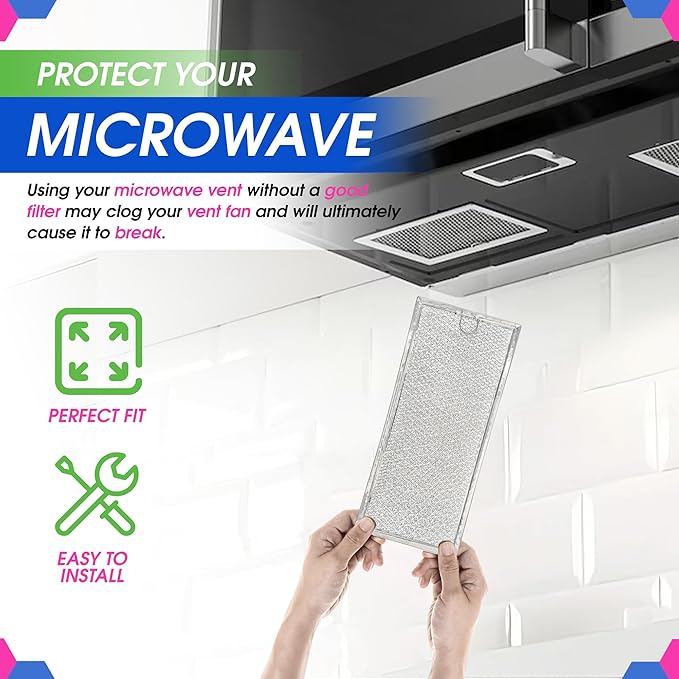 Microwave Filter Replacement 13.3" x 5.85" WB06X10596 GE Microwave Filter Fits Whirlpool Maytag Samsung - Aluminum Mesh Screen Grease Filter - Filters Air Entering Over the Range Oven Vent Fan