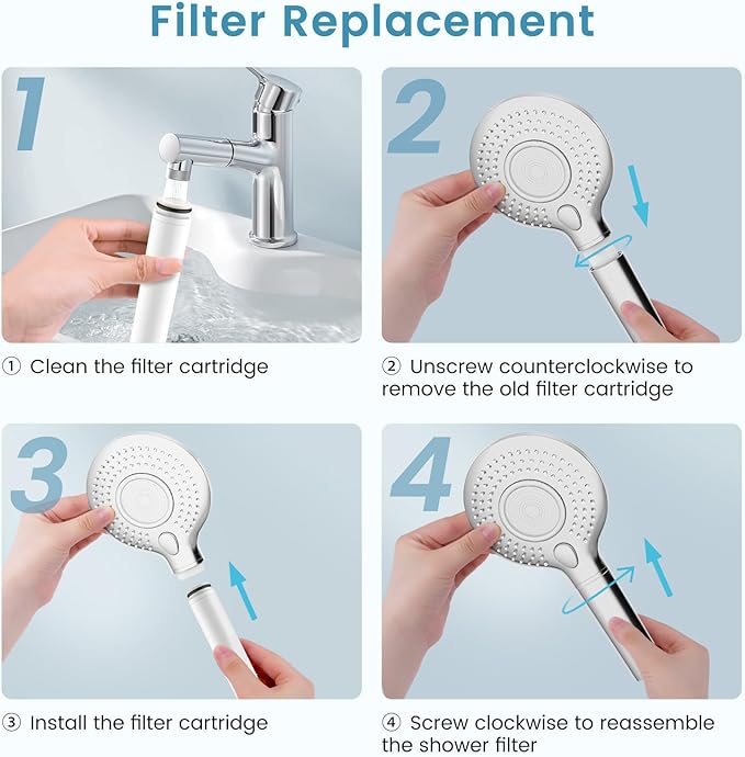 FEELSO Shower Filter for Handheld Shower Head, 3 Pack 15 Stage Replacement Filters for Hard Water Remove Chlorine and Harmful Substances