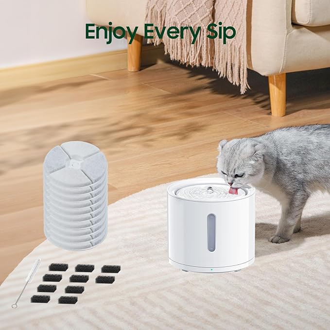 10 PCS Plastic Reduced Version Pet Cat Water Fountain Filters Fit For Solo 2/Solo SE,3 Pro/2S/3, Including Replacement Filters and Replaced Foam Pump Filter (10 pcs)