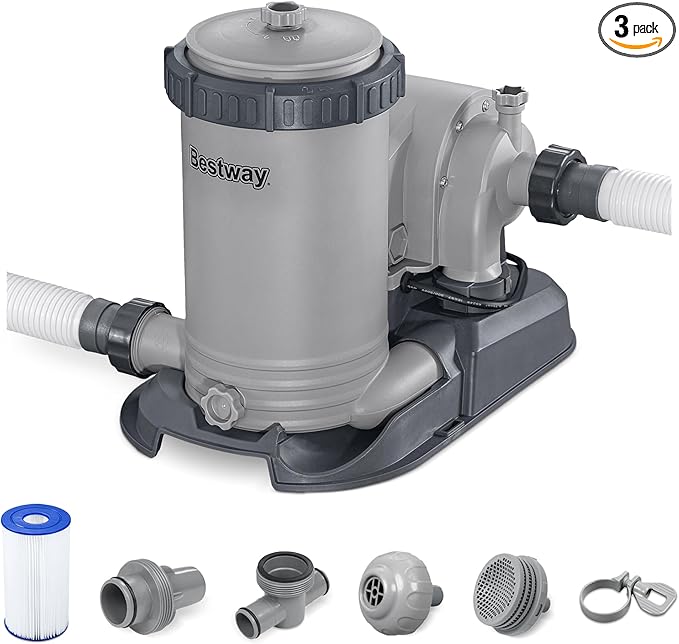 Bestway 2,500 GPH Filter Pump for Above Ground Swimming Pool with Type IV-B Cartridge, Adapter Accessories and Timer