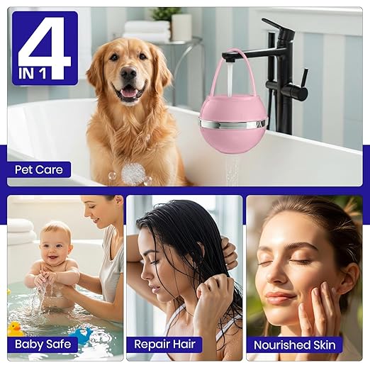 Crystal Quest Bath Ball Filter for Tub Faucet, Bathtub Water Filter, BPA-Free Bathtub Filter, Removes Chlorine, Lead & Impurities, Improves Skin, Hair & Nails, with Extra Cartridge - Pink