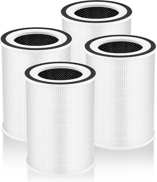 4 Pack True KILO Filter For Afloia KILO, Compatible with Afloia KILO, KILOPLUS, KILOPRO, MIRO, MIRO PRO and MORENTO KILO, True 360° 3-Stage Filtration for afloia air purifier filter replacement White