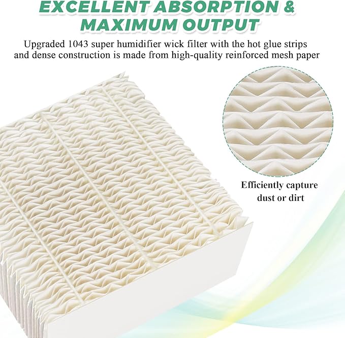 1043 Super Humidifier Wick Filters(3-Pack) Replacement for Essick AirCare Humidifiers Filter 1043 EP9500 EP9700 EP9800 831000 821000 826000 826800 836000hb Bemis Space Saver 800 8000 Series
