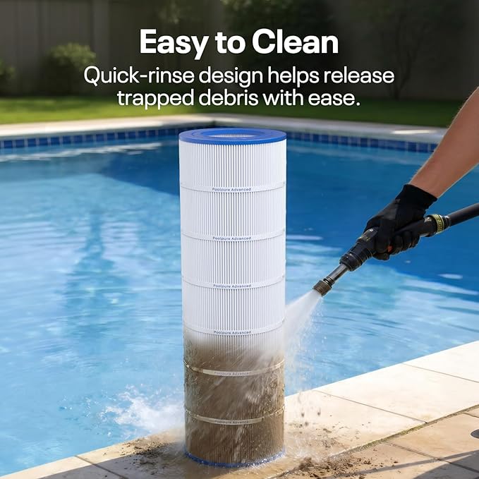 POOLPURE CC150 Pool Filter Replaces Pentair CC150, CCRP150, PAP150, Ultral-C4, PP-C4, PP-C4-M, Unicel C-9415, R173216, 59054300, Filbur FC-0687, 160317, 160355, 160352, L x OD: 31 1/8" x10 1/16"