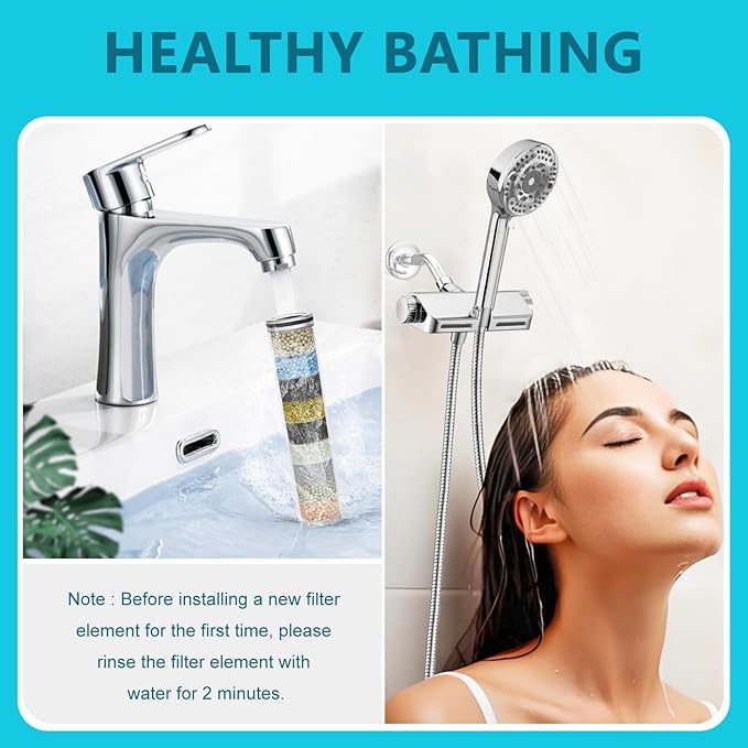 Multi-Stage Shower Filter Replacement Compatible with SunCleanse Shower Handheld, High Pressure 9 Spray, Hard Water High Efficiency Filter,4 Pack