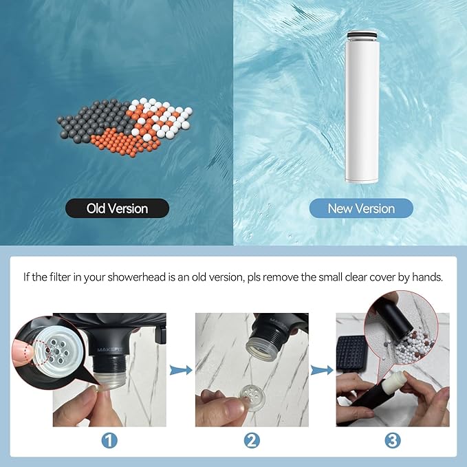 MakeFit Shower Head Filter for Handheld Shower Head, 2 Pack Replacement Water Softener Filters for Hard Water - Remove Chlorine and Harmful Substances to Protect Your Skin & Hair - For Model S6526