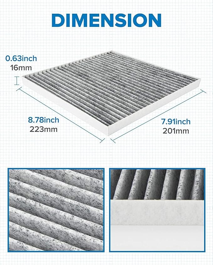 PHILTOP HEPA Cabin Air Filter w/Activated Carbon, Compatible with CF10709 Kia Sportage, Rio, Forte, Rondo, Forte Koup, Rio5, Hyundai Accent, Tucson, Veloster, Genesis Coupe