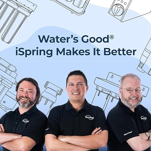 iSpring WGB32B-KS+AHPF12MNPT16X2 3-Stage Whole House Water Filter, Reduces Heavy Metals, Hydrogen Sulfide, Chlorine, Chloramine, Sediments w/ 3/4'' Push-Fit Braided Stainless Steel Hose Connectors
