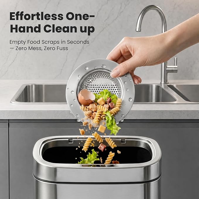 4.4" Stainless Steel Kitchen Sink Drain Strainer,Wide Rim Food Catcher Basket,Rust Resistant & Dishwasher Safe Sink Filter,1 Pack