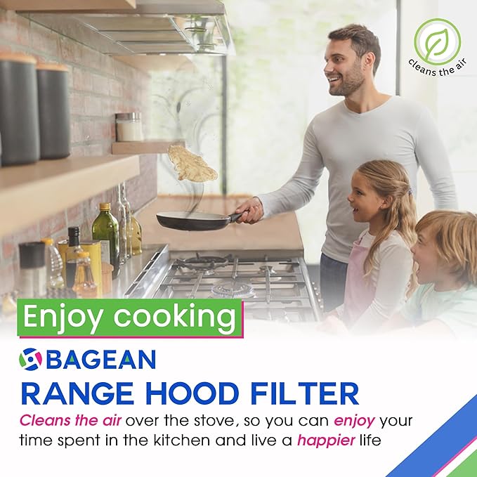 Bagean Stove Hood Vent Filter 10.5" x 8.75" 97006931 Compatible with Broan Range Hood Filter Replacement BP29 - Fit's Nutone Kitchen Exhaust Fan - Blocks Grease & Filters Over Oven Air (4-Pack)