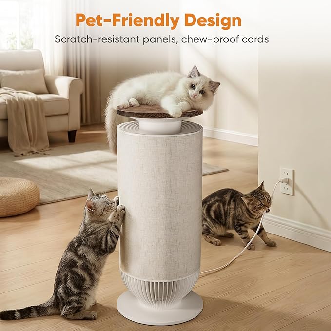 Petbobi Pet Air Purifier for Home Up to 3630 ft² - 7-Stage H13 & H11 HEPA Filter for Pet Odors Hair Dander Dust, 360°Anti-Clog Air Intake, WiFi App, PM2.5 Monitor, 275 CFM CADR