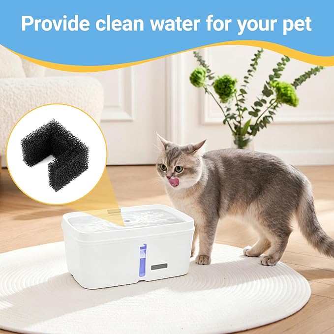 20 Pack Foam Filters Replacement for Pet Fountains Compatible with Petsafe Viva 64oz and 140oz, Sponge Multi-Layer for Cats and Dogs Daily Drinking, Blocks Hair and Residue Prevent Clogging