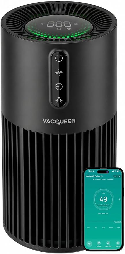 Smart Air Purifiers for Bedroom Home with Timer and Schedule, Cover 2200 Ft² and Quiet Sleep Mode, Washable Pre-Filter, WiFi HEPA Air Purifier For Remove Home Pets Odors, Smoke, Dust