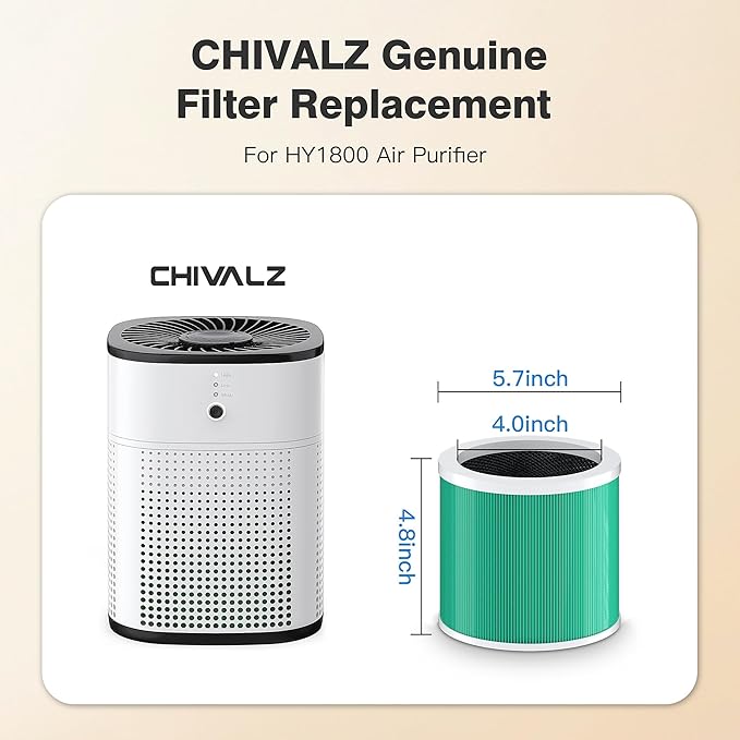 CHIVALZ Genuine HY1800 Air Purifier Replacement Filter, 3-in-1 Filtration, High-Efficiency Activated Carbon, True HEPA Filter (2 Pack)