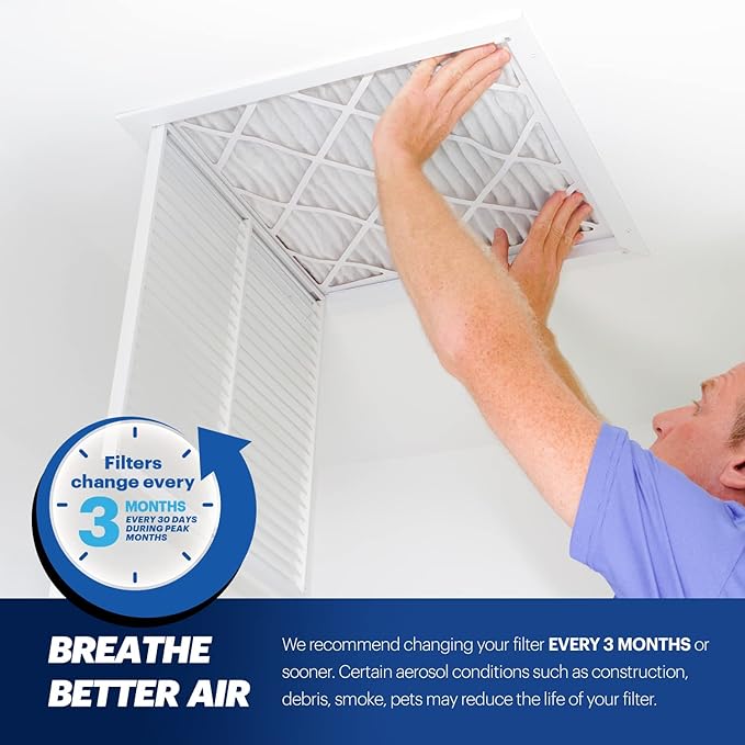 BNX TruFilter 20x25x1 MERV 13 (2-Pack) AC Furnace Air Filter - MADE IN USA - Electrostatic Pleated Air Conditioner HVAC AC Furnace Filters - Removes Pollen, Mold, Bacteria, Smoke