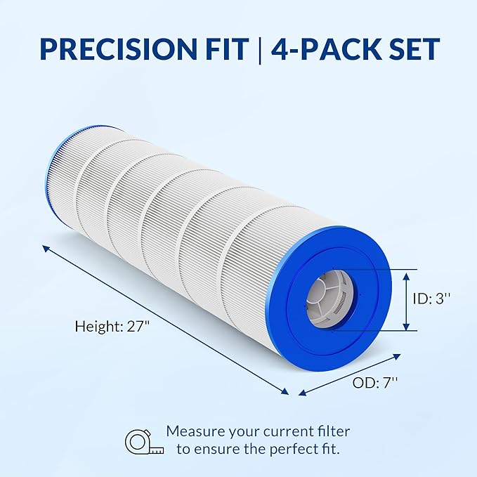 Pool Filter Cartridge for Jandy Systems, Essential Series, CL340 CV340, Replacement for R0554500 PJAN85, Cylindrical Fabric, 340 Sq. Ft., 4-Pack