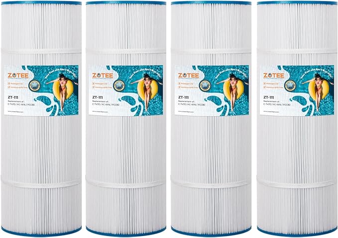 ZOTEE PCC80-PAK4 Replacement Pool Filter Cartridge for PCC80, C-7470,PLFPCC80, Darlly 70804,Clean and Clear Plus 320, Filbur FC-1976, 20"x7" Pool Filter, 4 Pack