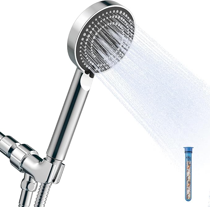 OFFO Filtered Shower Head with Handheld, 20 Stage Shower Head with Filters with 60" Stainless Steel Hose & Holder, 4” High Pressure 6-Mode to Remove Chlorine, Chrome