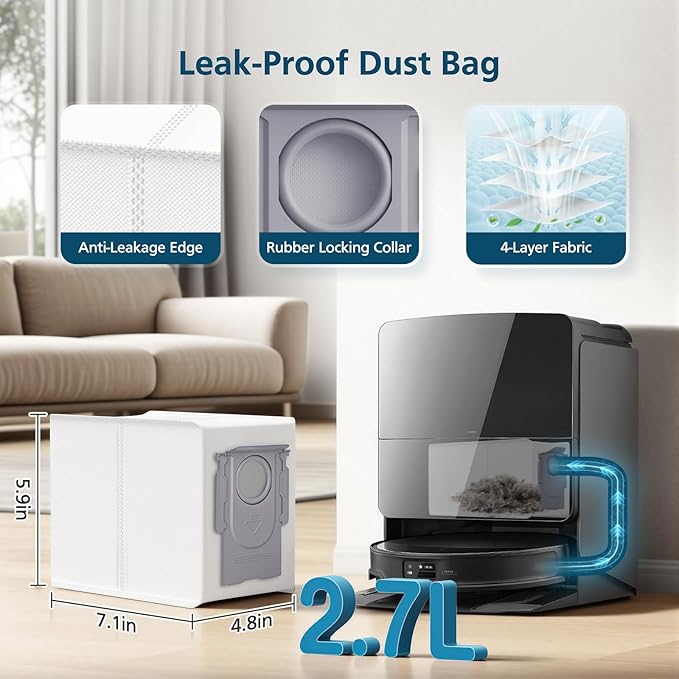 Saros 10R Accessories for Roborock Saros 10R / Saros 20 / Qrevo CurvX Robot Vacuum, Replacement Parts with 4 Dust Bags, 4 Mop Pads, 4 HEPA Filters, 6 Side Brushes, Dual Main Brush
