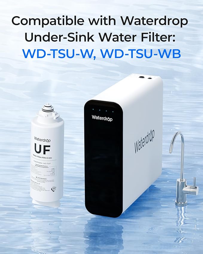 Waterdrop TSUF Ultra-Filtration Under Sink Water Filter, Replacement for Waterdrop TSU-W 3-Stage Ultra-Filtration Under Sink Water Filter System, 0.01 Micron, 4000 Gallons High Capacity, 1 Pack