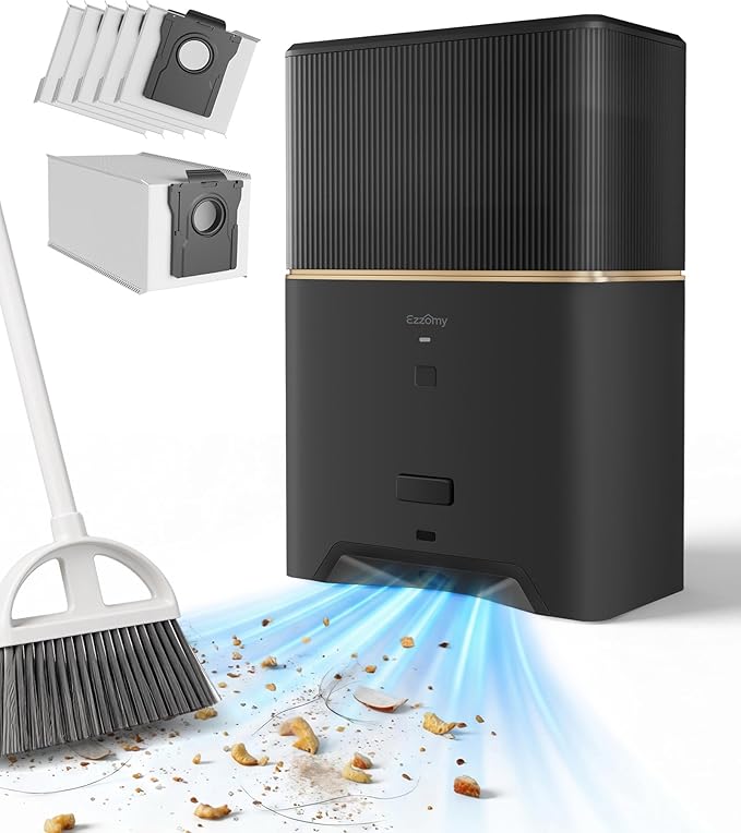 Touchless Vacuum Automatic Dustpan, Bagged Design with Replaceable Dust Bags, Up to 3-Month No Cleaning, 26,000Pa Powerful Suction, One-Touch Auto & Manual Mode for Pet Hair Kitchen & Salon