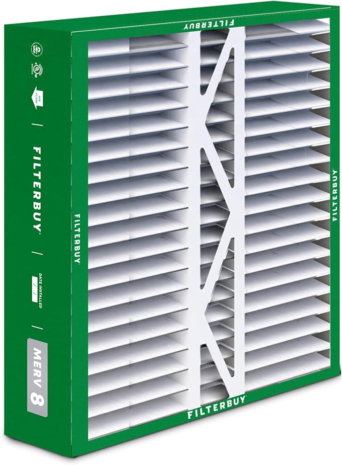 Filterbuy 20x20x5 Air Filter MERV 8 Essential Dust & Allergy Defense (4-Pack), Pleated HVAC AC Furnace Filters for Honeywell FC100A1011, Lennox X0585, and More (Actual Size: 19.63 x 19.88 x 4.38)