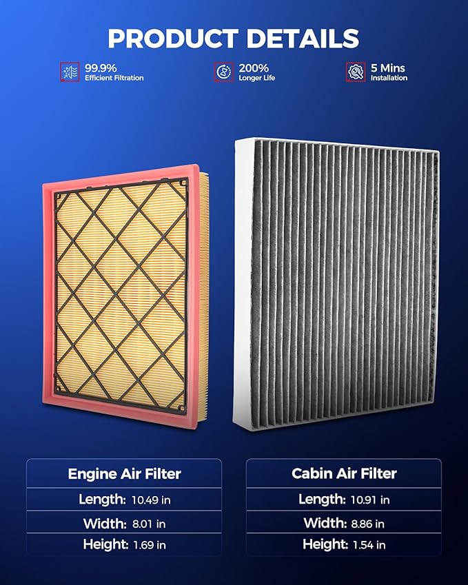KAX Engine & Cabin Air Filter Kit, Replacement for Ford Bronco Sport 2021-2026, Escape 2020-2022, Maverick 2022-2024, Lincoln Corsair 2020-2022, Replace# CA12778 CF12772