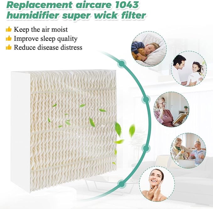 1043 Super Humidifier Wick Filters(3-Pack) Replacement for Essick AirCare Humidifiers Filter 1043 EP9500 EP9700 EP9800 831000 821000 826000 826800 836000hb Bemis Space Saver 800 8000 Series