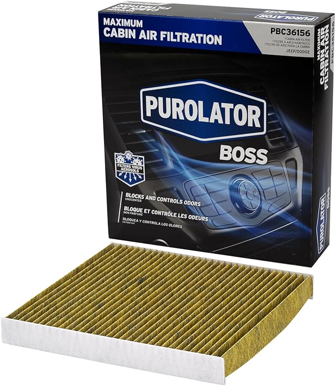 Purolator PBC36156 PurolatorBOSS Premium Cabin Air Filter with Febreze Freshness fits Select Dodge and Jeep