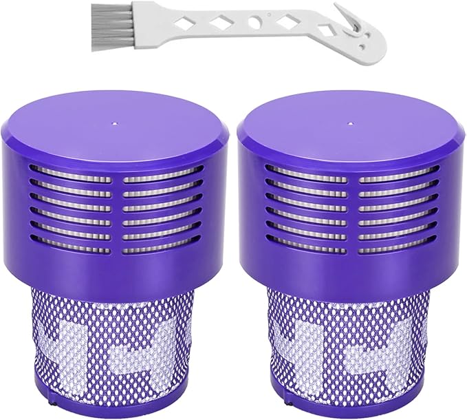 2 Pack V10 Filters Replacement for Dyson V10 Cyclone Series, V10 Absolute, V10 Animal, V10 Total Clean, SV12, Replace Part No. 969082-01, V10 Filters & 1 Clean Brush