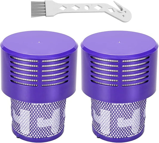 2 Pack V10 Filters Replacement for Dyson V10 Cyclone Series, V10 Absolute, V10 Animal, V10 Total Clean, SV12, Replace Part No. 969082-01, V10 Filters & 1 Clean Brush