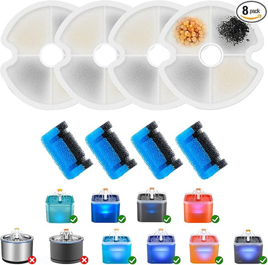Wonder Creature Cat Water Fountain Filter Replacement, 4/8/12/4+4/8+8 Filters Pack for 2L/67oz Automatic Cat Fountain (4+4)