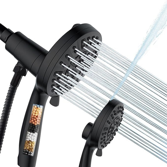 Filtered Shower Head with Handheld - 9 Spray Modes High Pressure Handheld Shower with Filter Spray Combo, Magnetic Shower Heads, With 60-Inch Long Hose（Matte black）