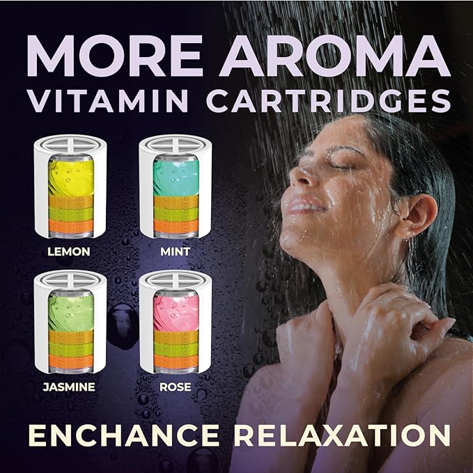 AquaHomeGroup Vitamin C + E + A Shower Filter Replacement Cartridge with Aroma Granules (Lavender) - Reduces Chlorine, Supports Skin & Hair Health - Compatible with Similar 15 20 Stage Filters