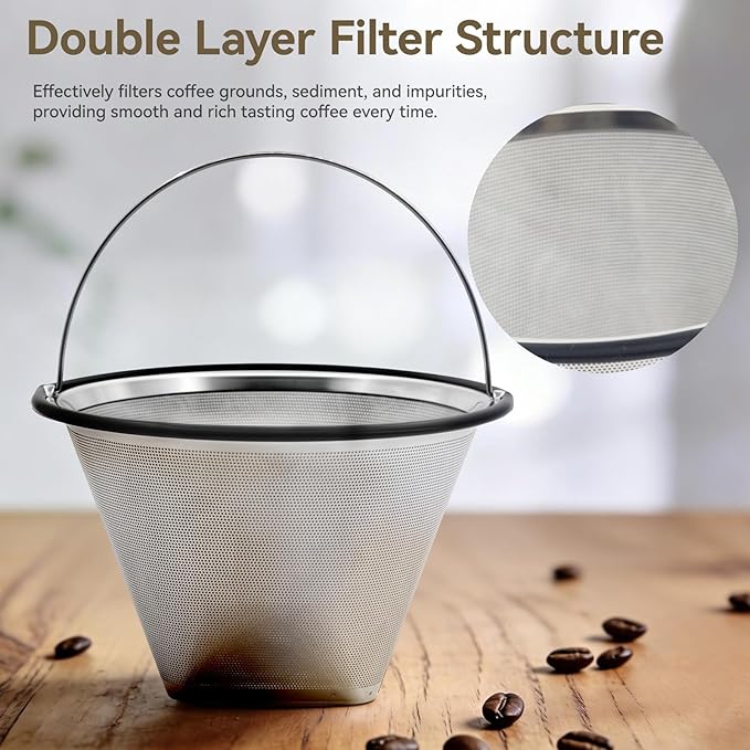 Coffee Filter for Technivorm Moccamaster 79112 KBT / 53923 KBGV / 59691 KB / 79312 KBGT, Stainless Steel Conical Reusable Filter