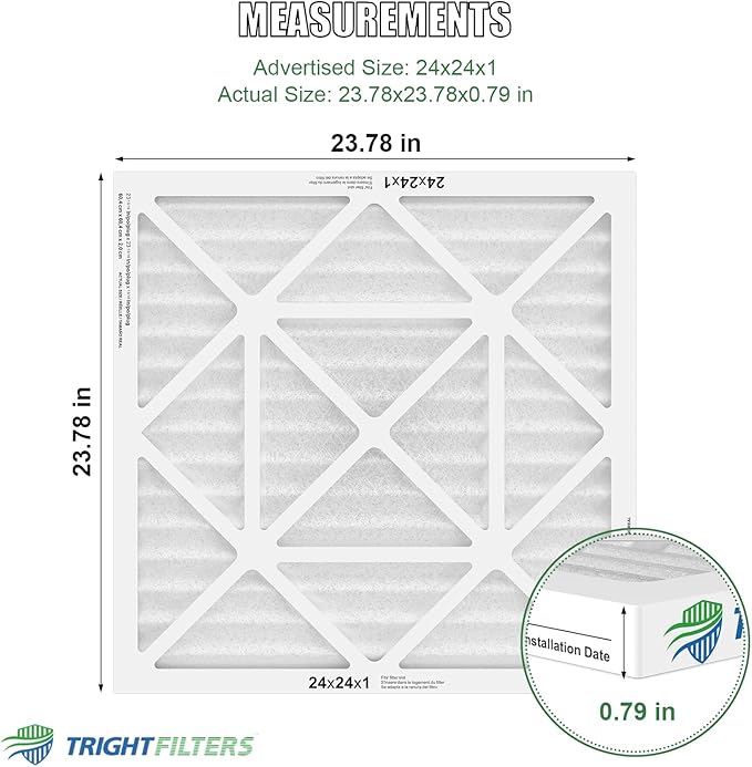 TRIGHTFILTERS 24x24x1 Air Filter 4 Pack, MERV 8 Pleated Dust Defense Air Filters Replacement Air Conditioner HVAC AC Furnace Filter, Durable and Lightweight