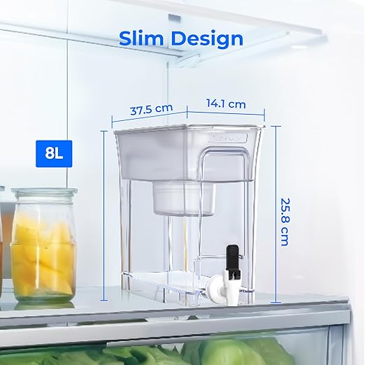 Waterdrop WFD-40W-L Water Filter Dispenser, 35-Cup Large Capacity, 200-Gallon Long-Life, Faster Filtration, Reduces Chlorine, PFOA/PFOS and More, BPA Free, White