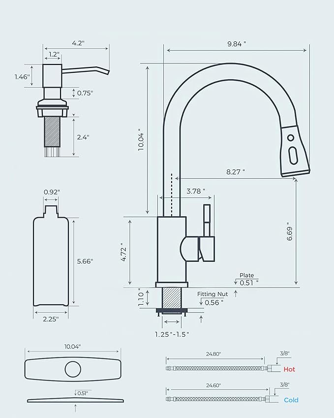FORIOUS Touchless Kitchen Faucet with Soap Dispenser, Brushed Nickel, Hands-Free, Smart Motion Sensor Contemporary Bar Sink Faucet with Pull Down Sprayer for Farmhouse RV Camper