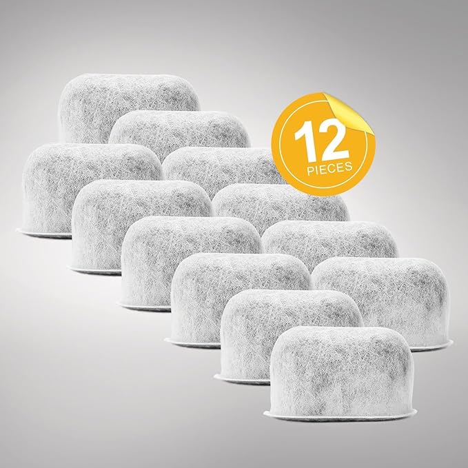 Pack of 12 Replacement Charcoal Water Filters for Keurig Brewers - Coffee Machine Compatible Water Filter Cartridges Universal Fit (NOT CUISINART) for Keurig 2.0 & 1.0 Coffee Makers