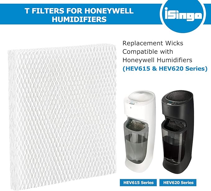 iSingo 6 Pack HFT600 Filter T Replacement, Compatible with Honeywell Tower Humidifier HEV615 & HEV620 Series, Replace Part # HFT600T & HFT600PDQ