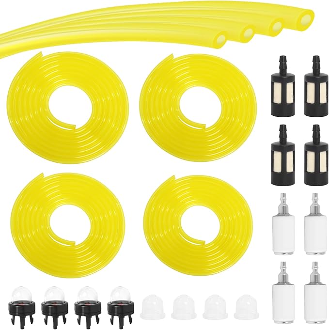 Tygon Fuel Line 4 Sizes 4 Feet 𝑪𝒉𝒂𝒊𝒏𝒔𝒂𝒘 𝑭𝒖𝒆𝒍 𝑳𝒊𝒏𝒆 𝑹𝒆𝒑𝒂𝒊𝒓 𝑲𝒊𝒕 Compatible with Poulan Weedeater Chainsaw Parts with Snap in Primer Bulb Zf-1 Fuel Filter Craftman String Trimmer
