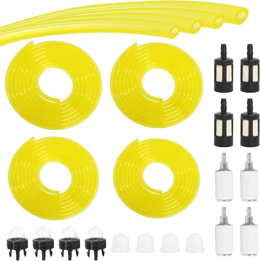 Tygon Fuel Line 4 Sizes 4 Feet 𝑪𝒉𝒂𝒊𝒏𝒔𝒂𝒘 𝑭𝒖𝒆𝒍 𝑳𝒊𝒏𝒆 𝑹𝒆𝒑𝒂𝒊𝒓 𝑲𝒊𝒕 Compatible with Poulan Weedeater Chainsaw Parts with Snap in Primer Bulb Zf-1 Fuel Filter Craftman String Trimmer